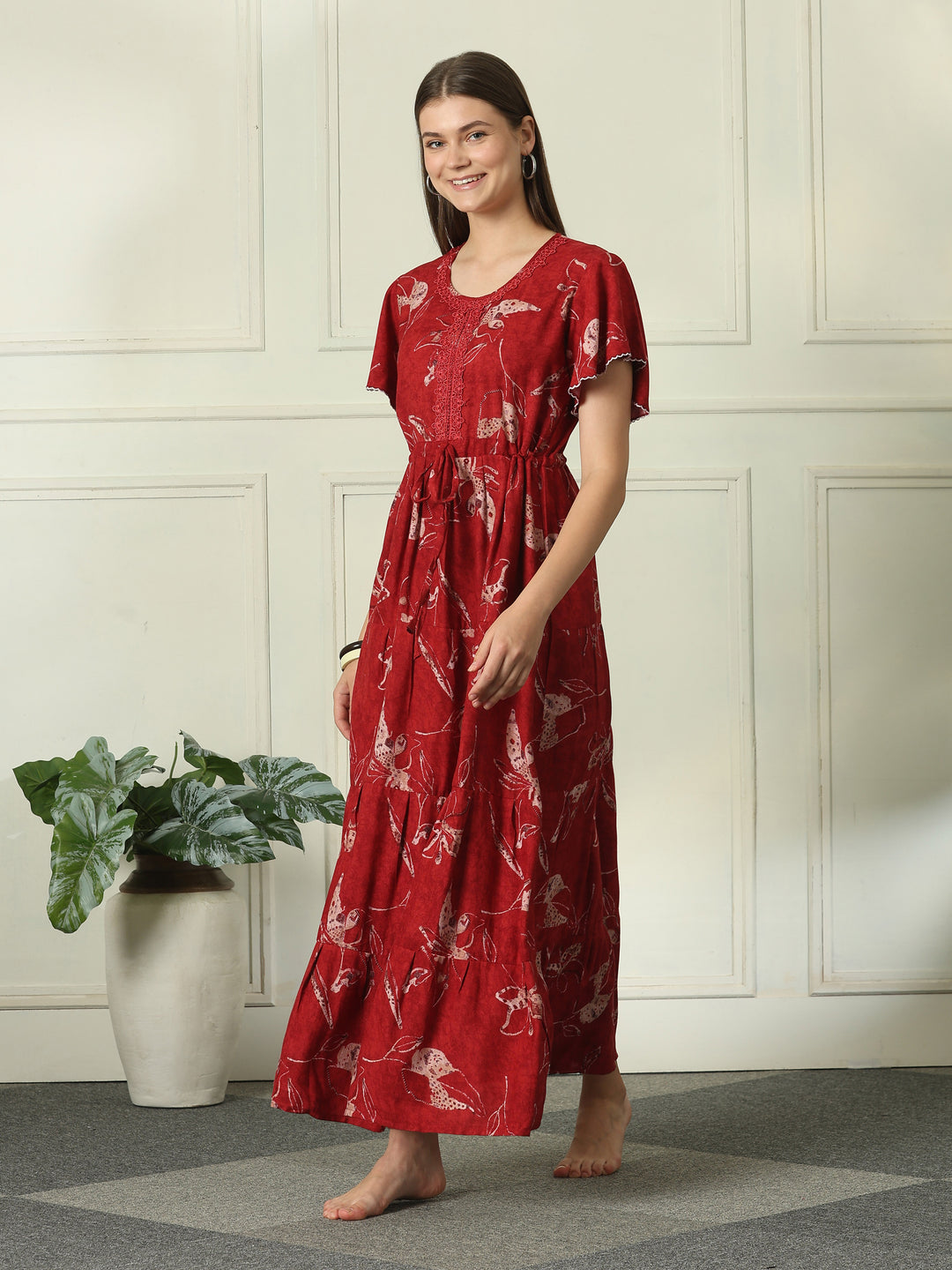 Alpine designer nighty for women with drawstring waist