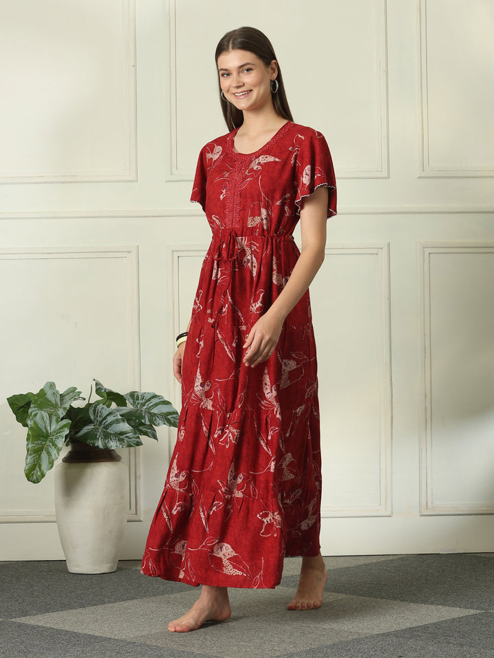 Alpine designer nighty for women with drawstring waist