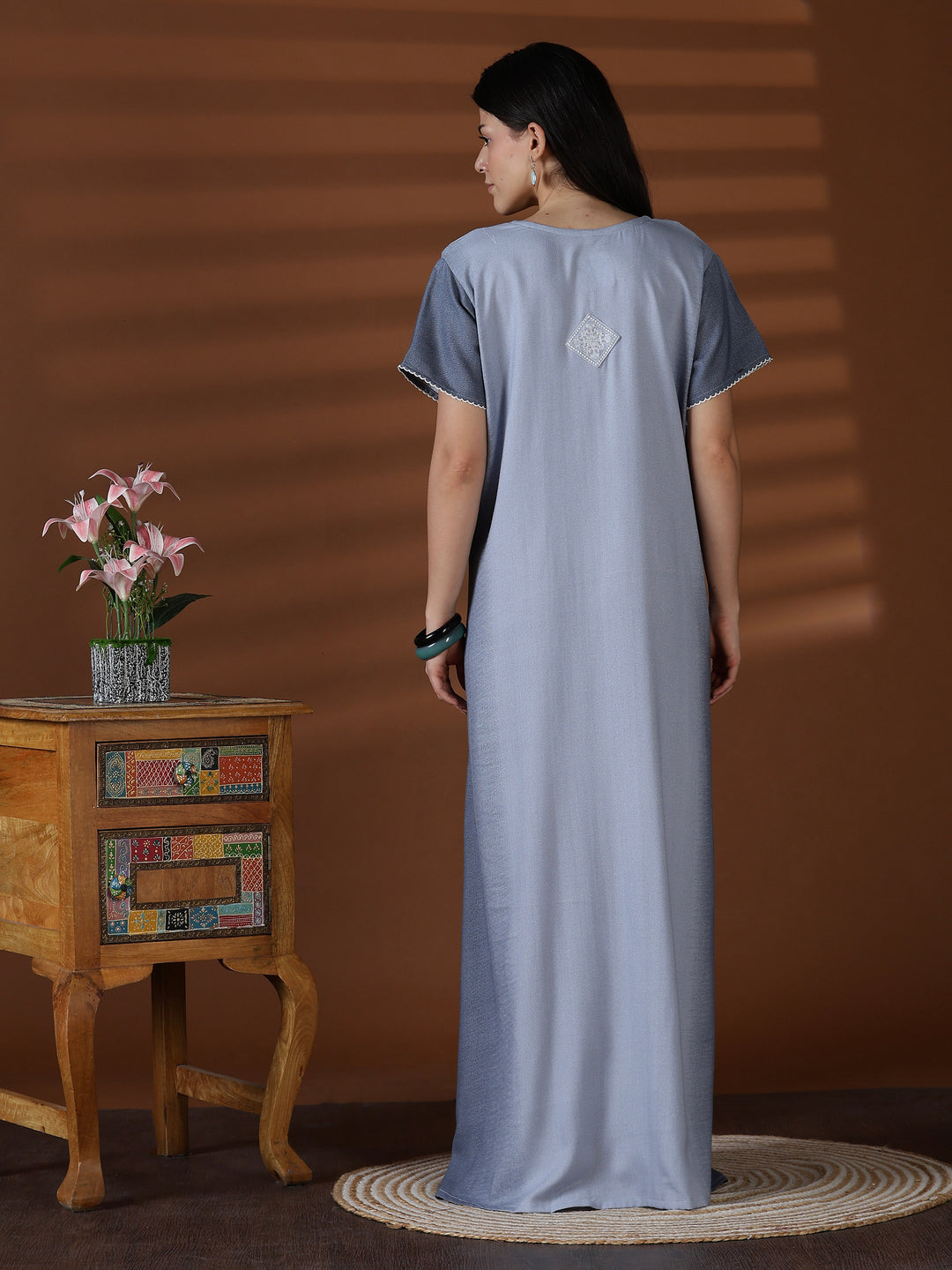 Whisper grey alpine sleepwear for women in a soft night dress style
