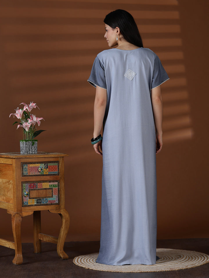 Whisper grey alpine sleepwear for women in a soft night dress style