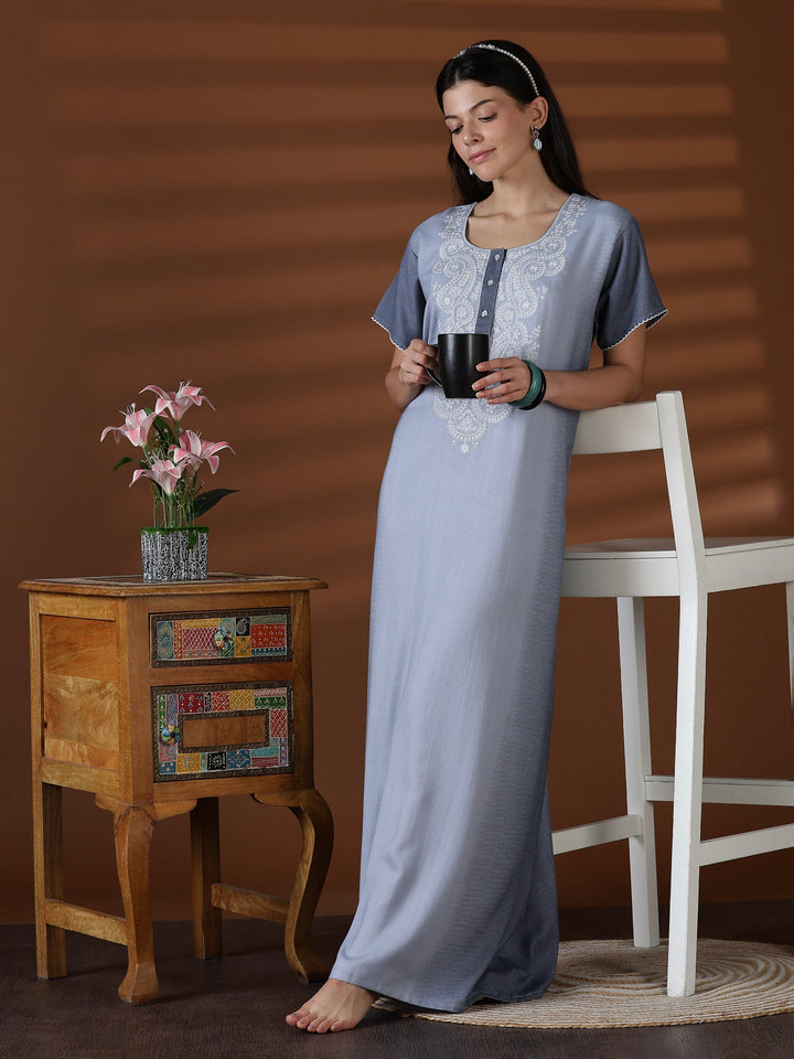 Whisper grey alpine sleepwear for women in a soft night dress style