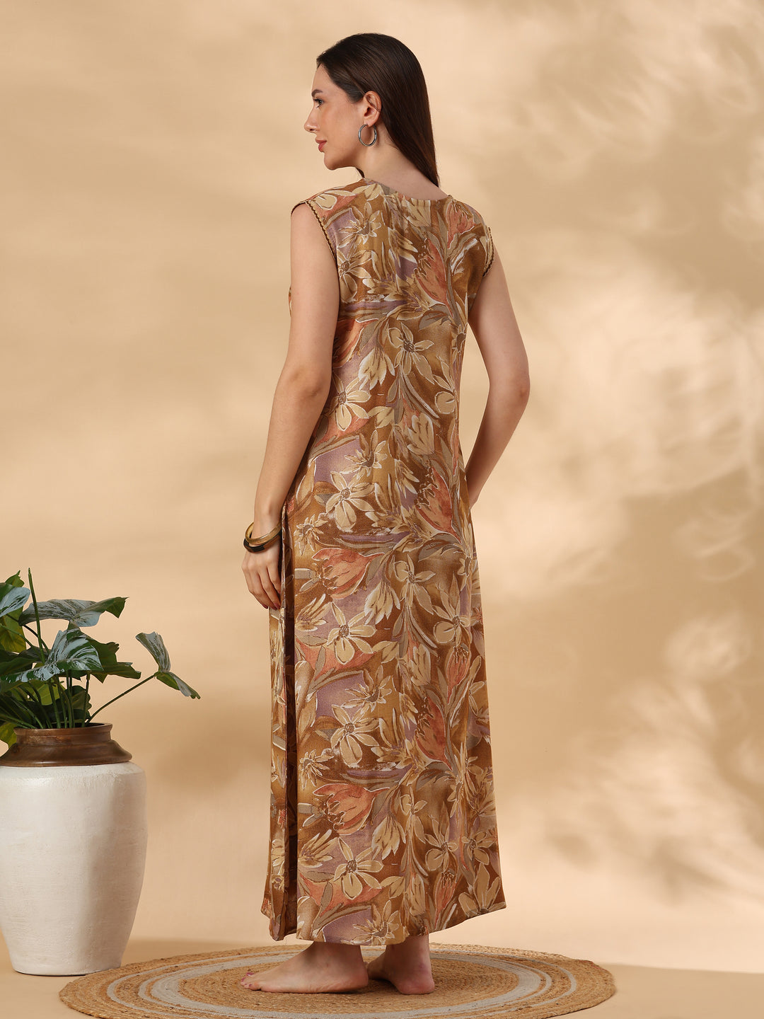 Elegant and premium yellow alpine nightydress for women
