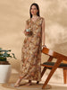 Floral Yellow Alpine Print Sleeveless A Line Designer Nighty