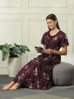 Tiered Hem Alpine Designer Nighty with Adjustable Waist in Belle Purple