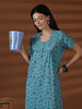 Aqua Floral Cotton Blend Sleepwear for Women Comfortable Fit