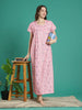 Baby Pink Cotton Blend Hakoba Nighty for Women for Everyday Grace