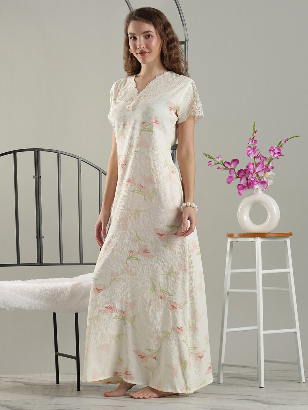 Branded Nighty for Women In Soft Yellow Bamboo Cotton