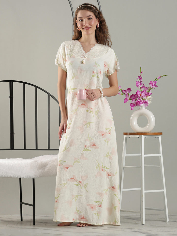 Branded Nighty for Women In Soft Yellow Bamboo Cotton