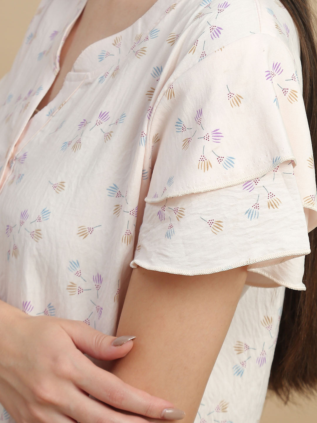 Floral print night gown for women in premium bamboo fabric