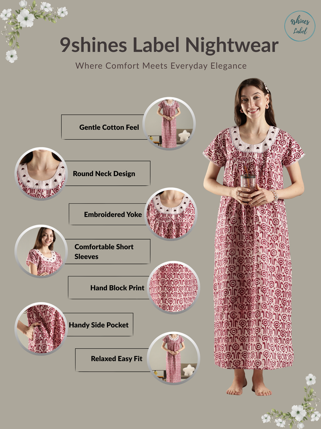 New style batik print premium cotton nighty for women