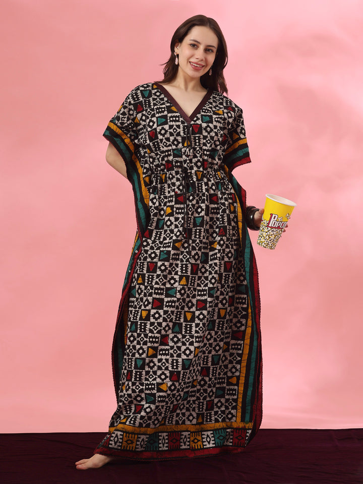 Pure cotton batik print kaftan nighty for women online