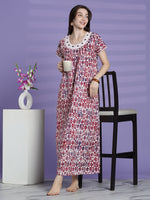 Pure Cotton Batik Print Nighty for Women with Lace Yoke