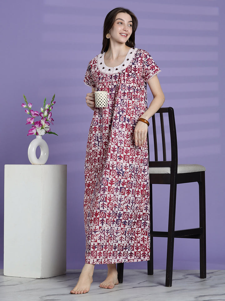 Pure cotton traditional batik print nighty for women