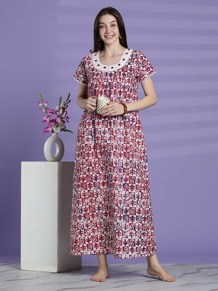 Pure cotton traditional batik print nighty for women