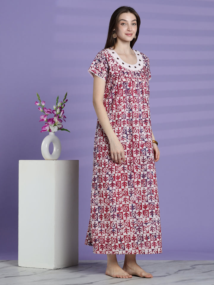 Pure cotton traditional batik print nighty for women