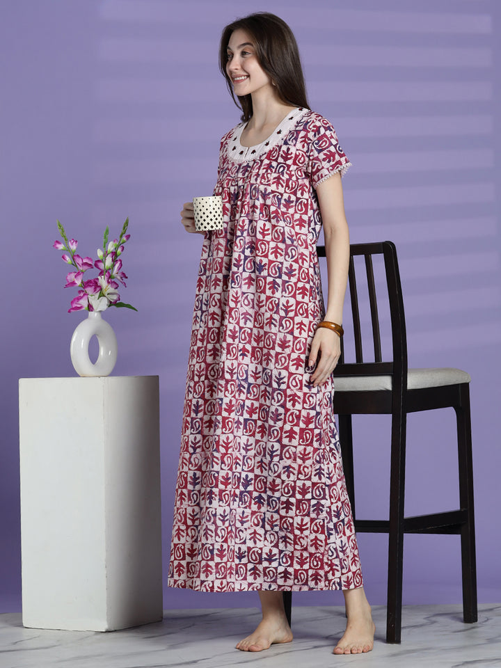 Pure cotton traditional batik print nighty for women