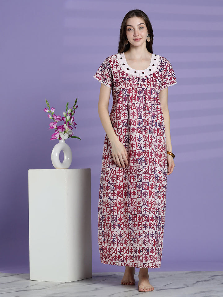 Pure cotton traditional batik print nighty for women
