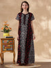 Pure Cotton Jaipuri Batik Nighty for Women Black Blossom Elegant Design