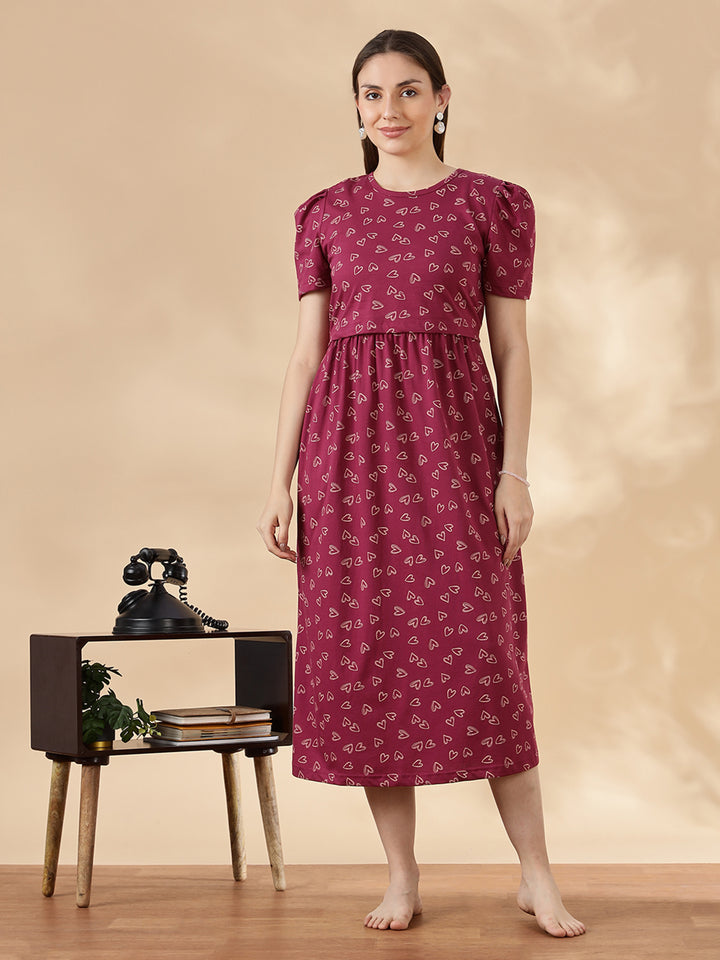 Berry wine feeding friendly maternity wear for women