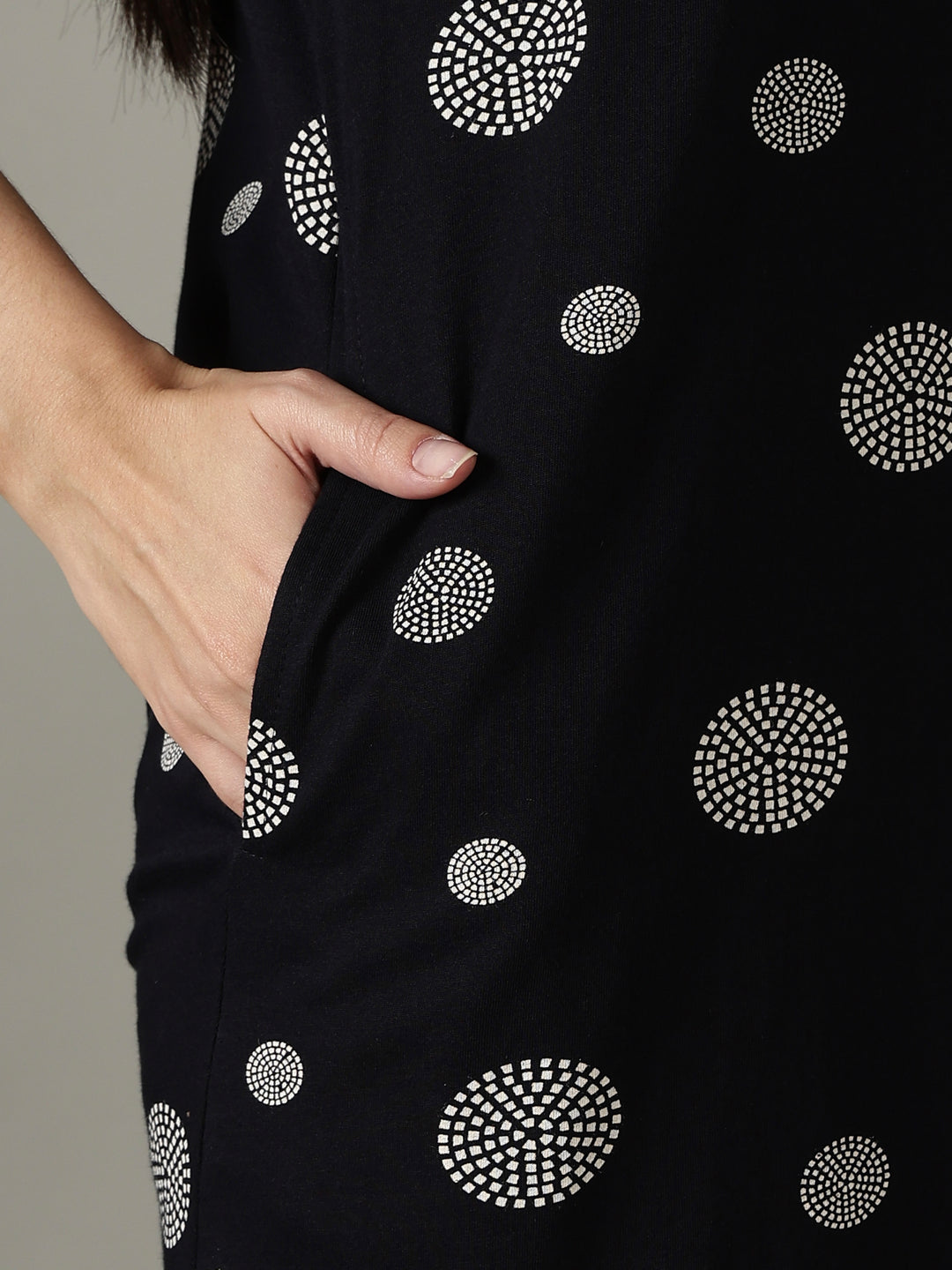 Black dot printed short night dress for women in soft comfortable fabric