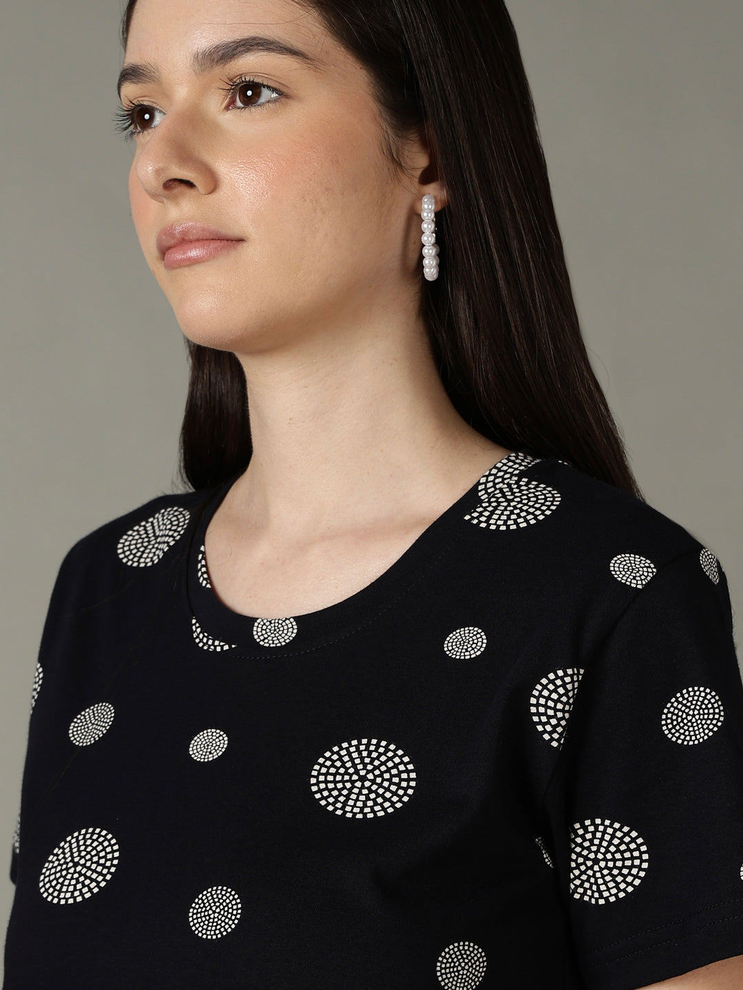Black dot printed short night dress for women in soft comfortable fabric