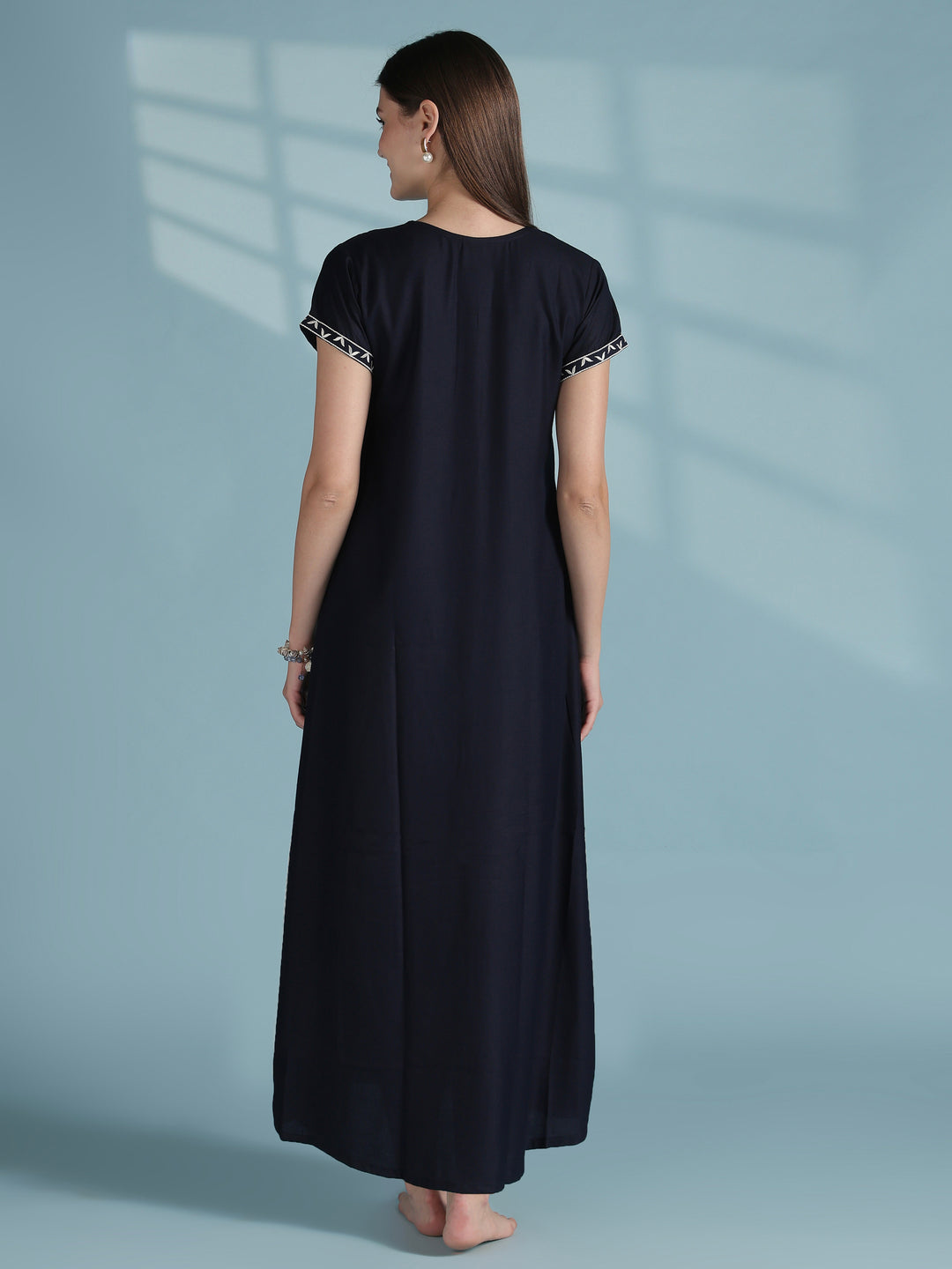 Soft alpine designer nighty for women with front buttons