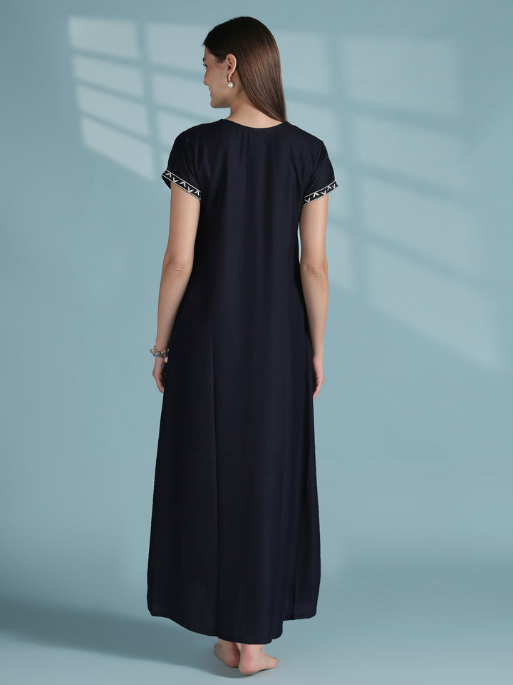 Soft alpine designer nighty for women with front buttons
