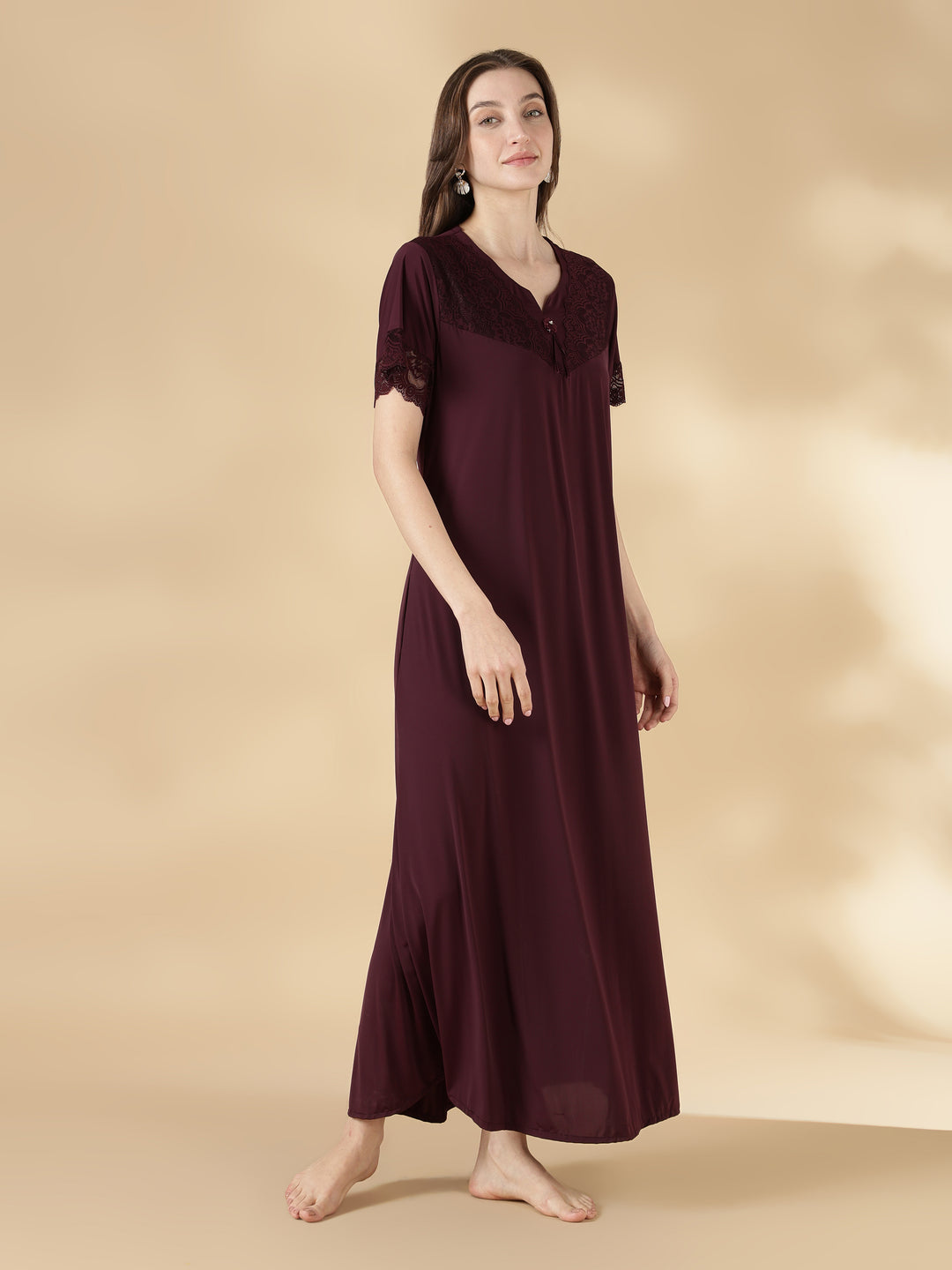 Malai a-line black night dress for women