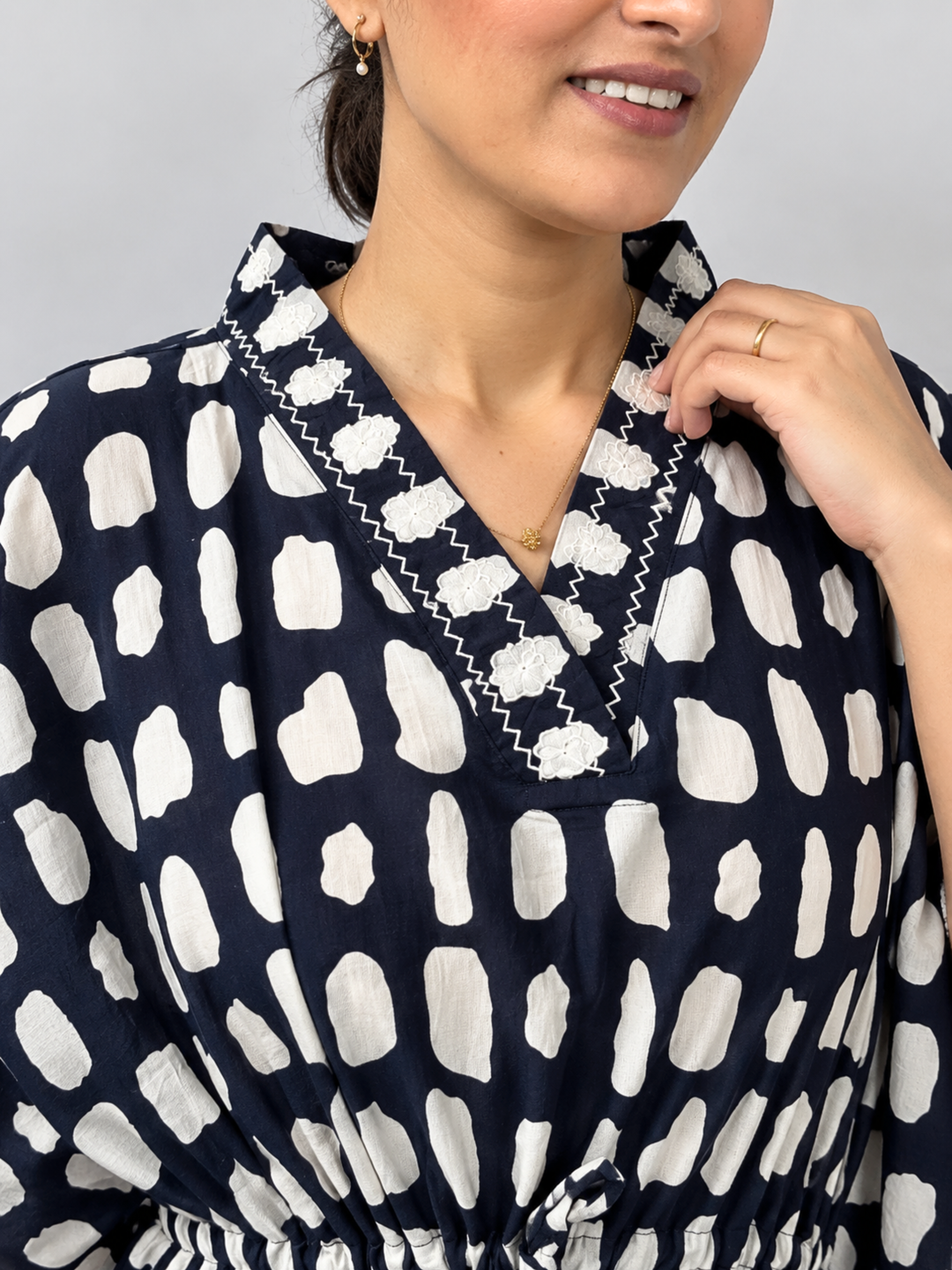 Breezy navy cotton nighty dress for women online