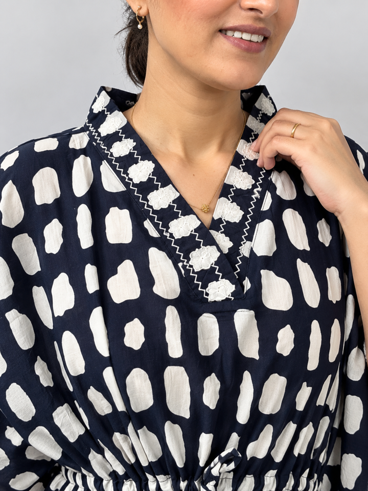 Breezy navy cotton nighty dress for women online