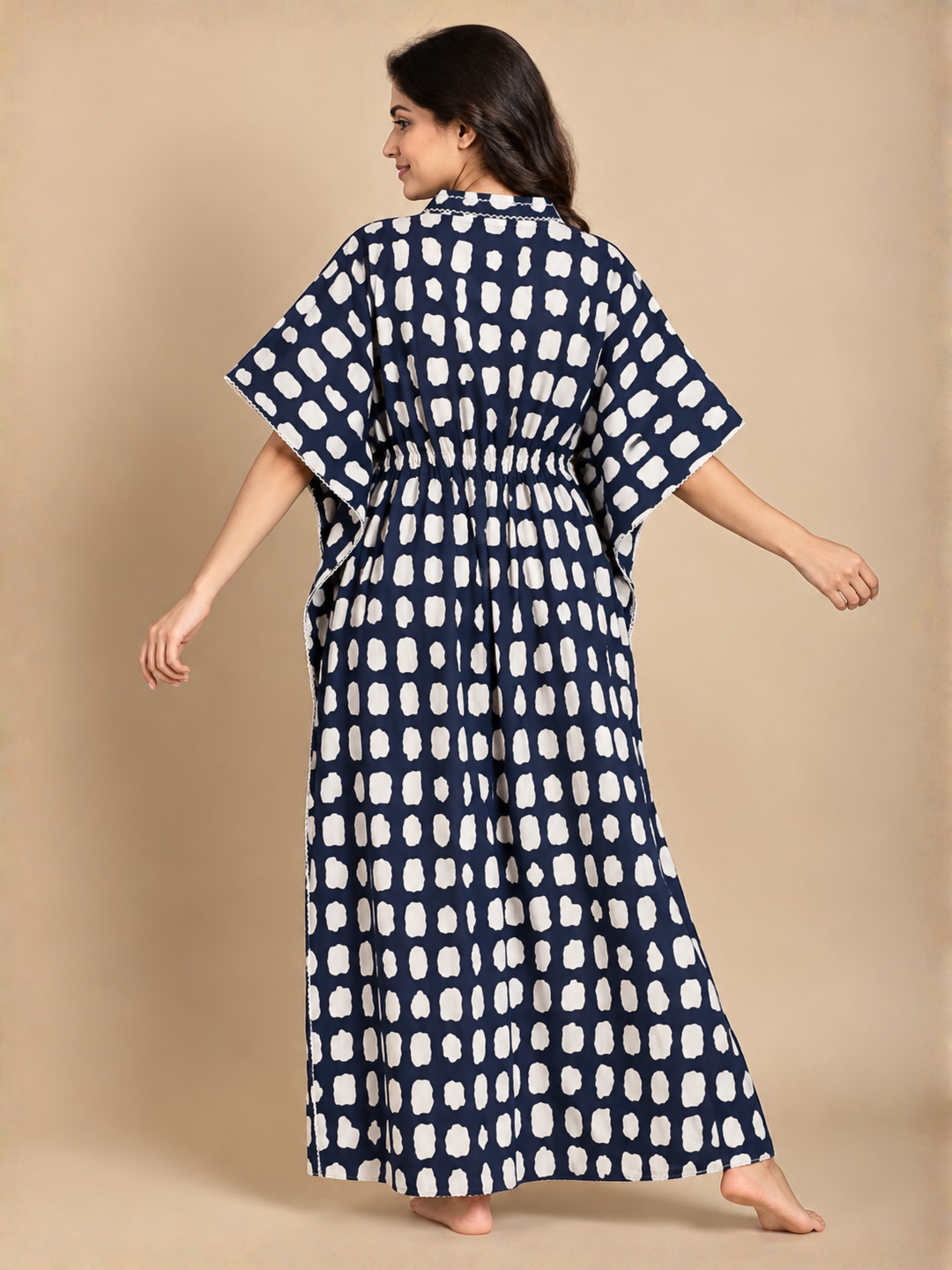 Breezy navy cotton nighty dress for women online