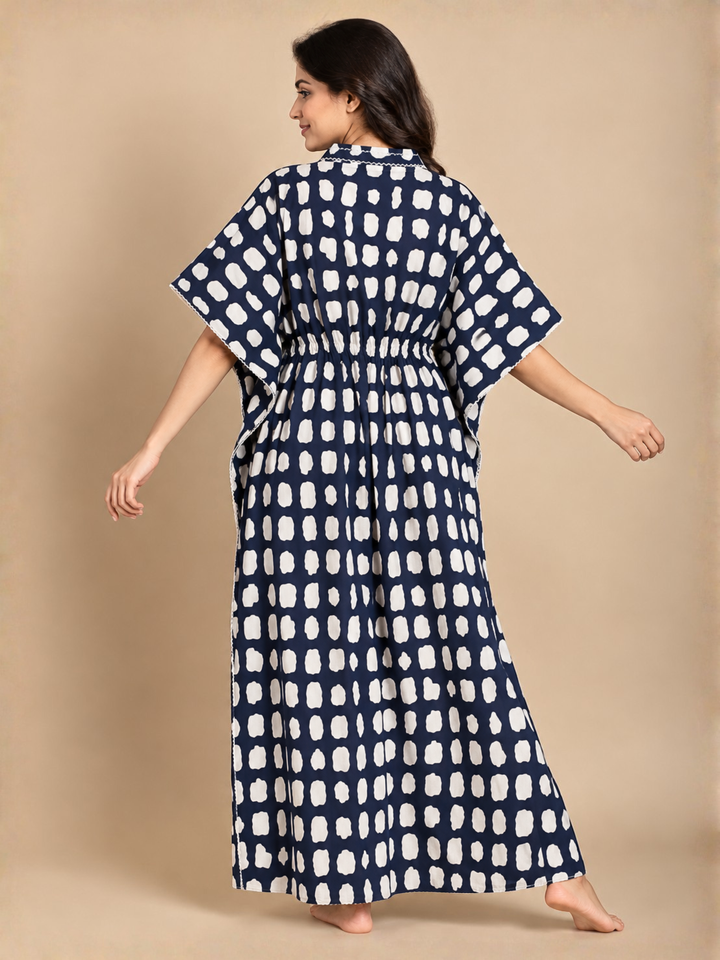 Breezy navy cotton nighty dress for women online