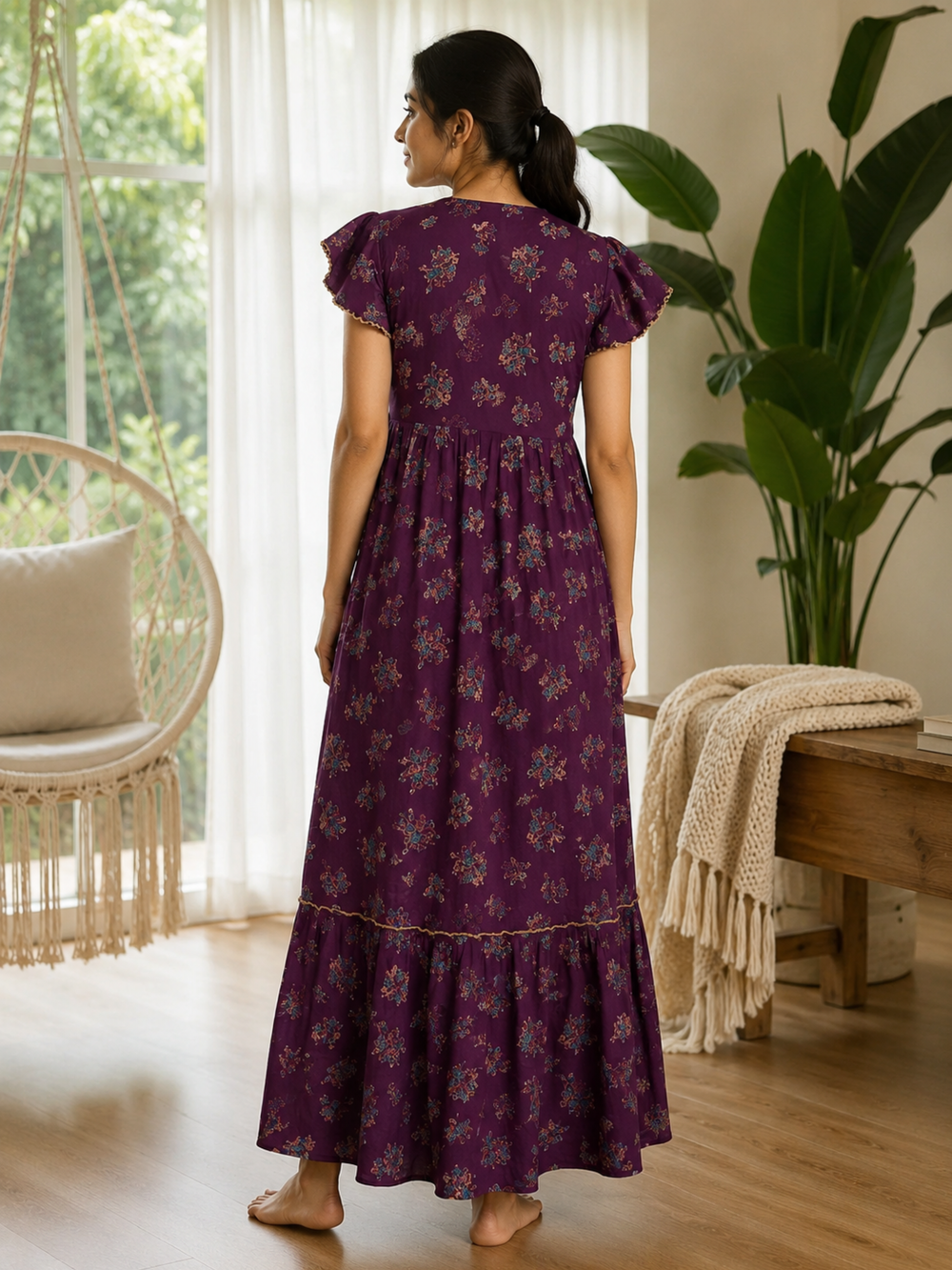 Blossom wine alpine comfortable nighty for women