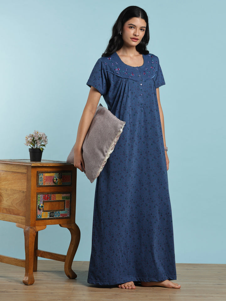 Denim vine cotton blend nightwear for women online