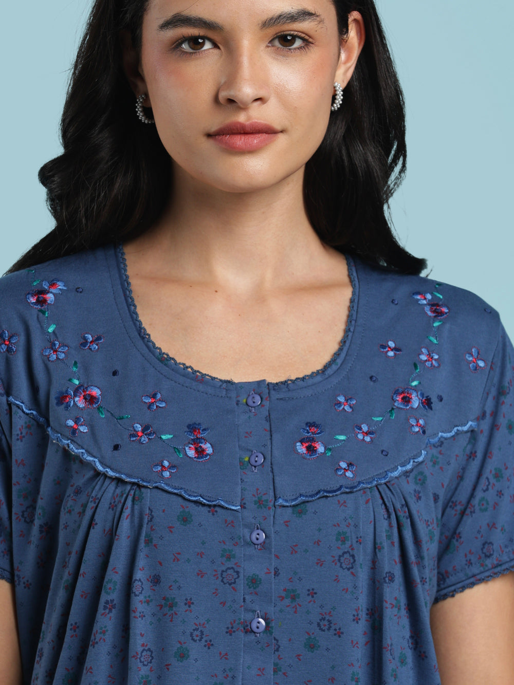Denim vine cotton blend nightwear for women online
