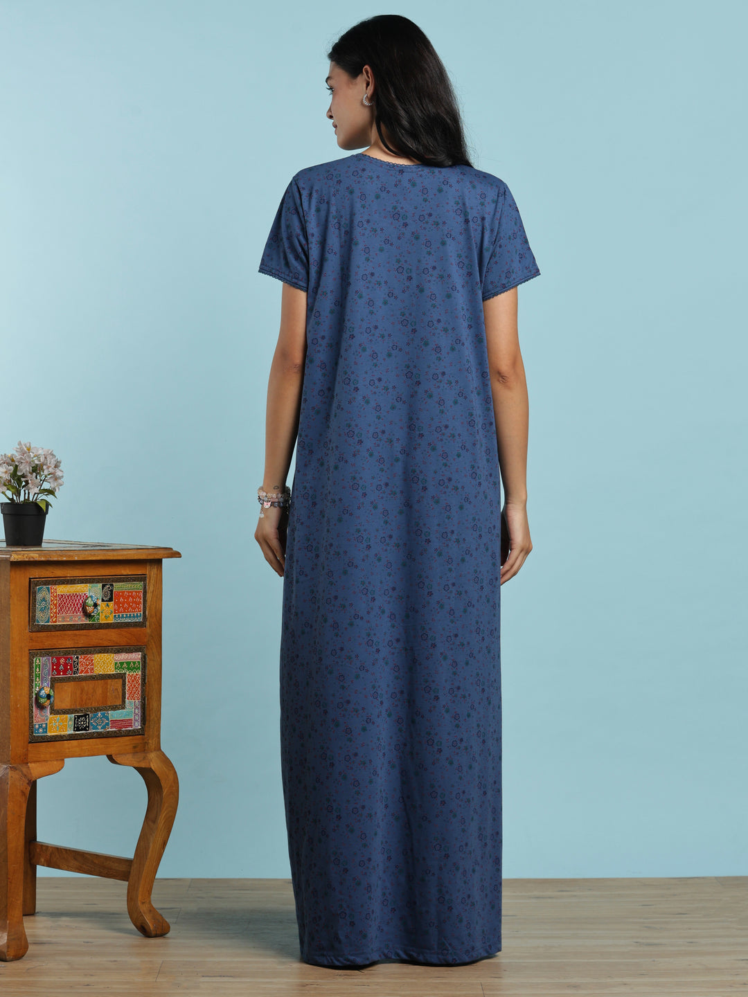 Denim vine cotton blend nightwear for women online