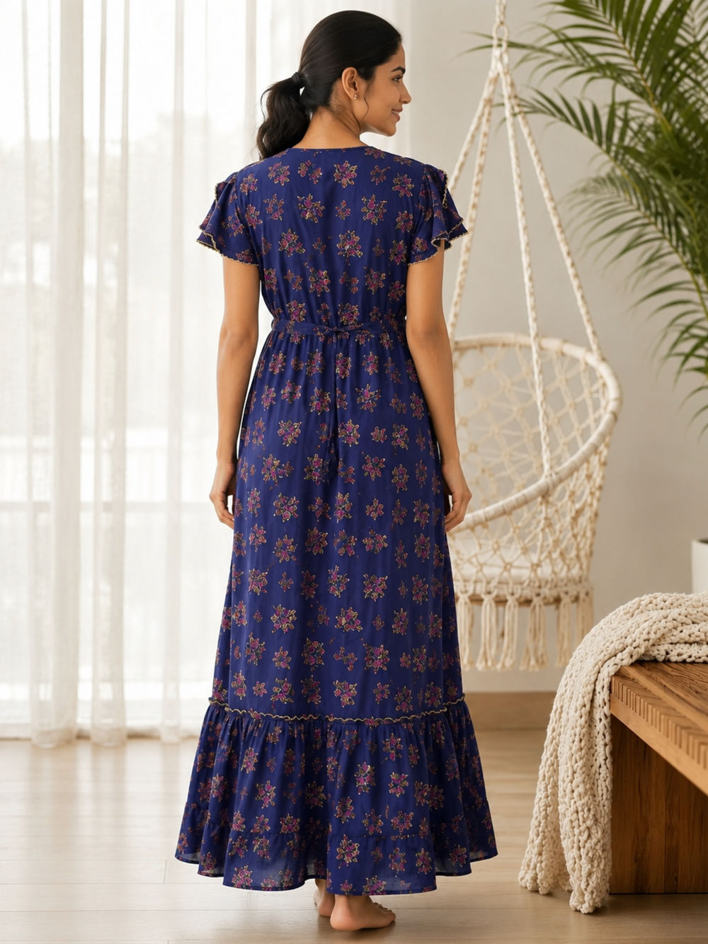Blossom azure alpine designer nighty for women