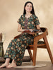 Pure Cotton Green Floral Nighty for Women Relaxed Fit
