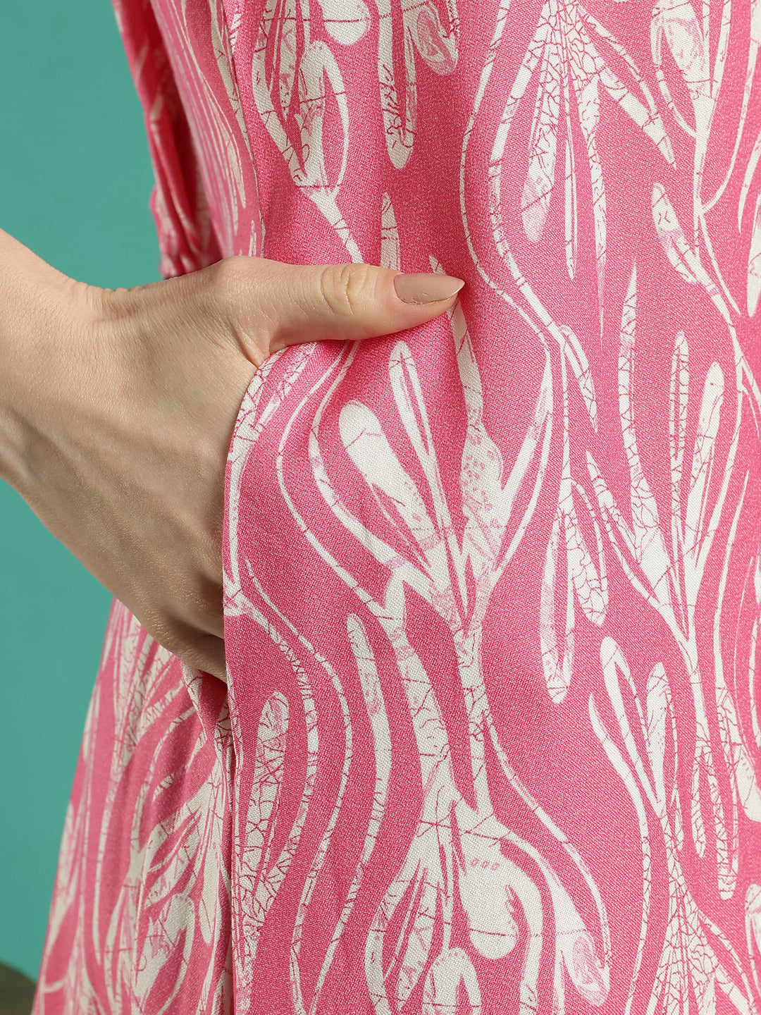 Bright pink floral alpine sleeveless night dress for women