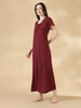 Mala A Line Nighty Dresss for Women with Lace Neck Cocoa