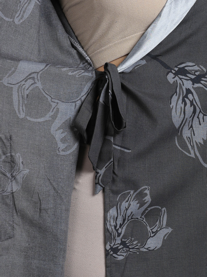 Charcoal mist viscose blend housecoat for women