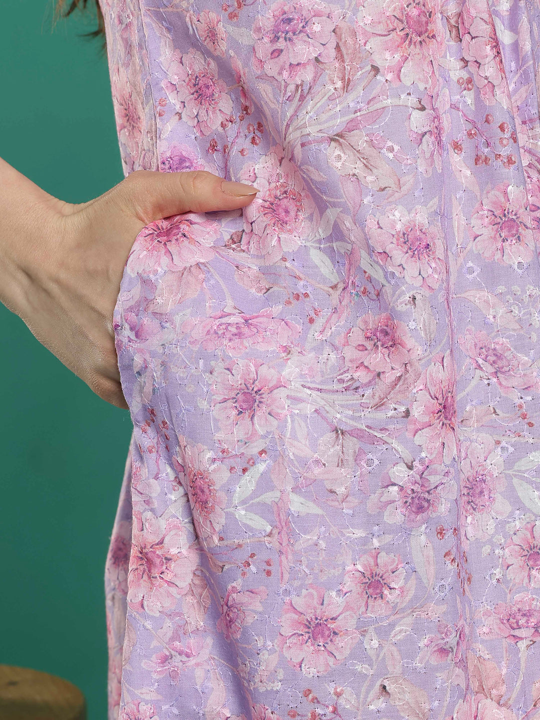 Pink floral 100% pure cotton designer nighty for women