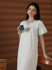 Sage Green Chikankari Cotton Nighty for Women Floral Embroidered Comfort