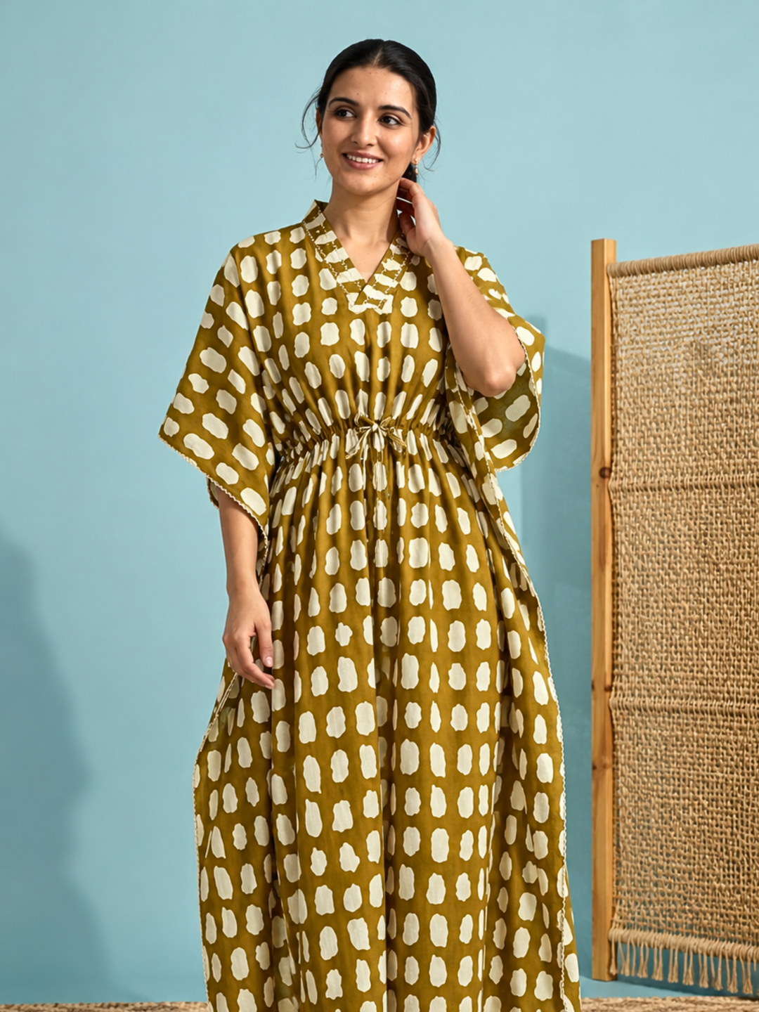 Breezy mehndi pure cotton nighty dress for women online