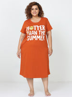 Relaxed Fit Sunset Brown Cotton Short Nightdress for Women