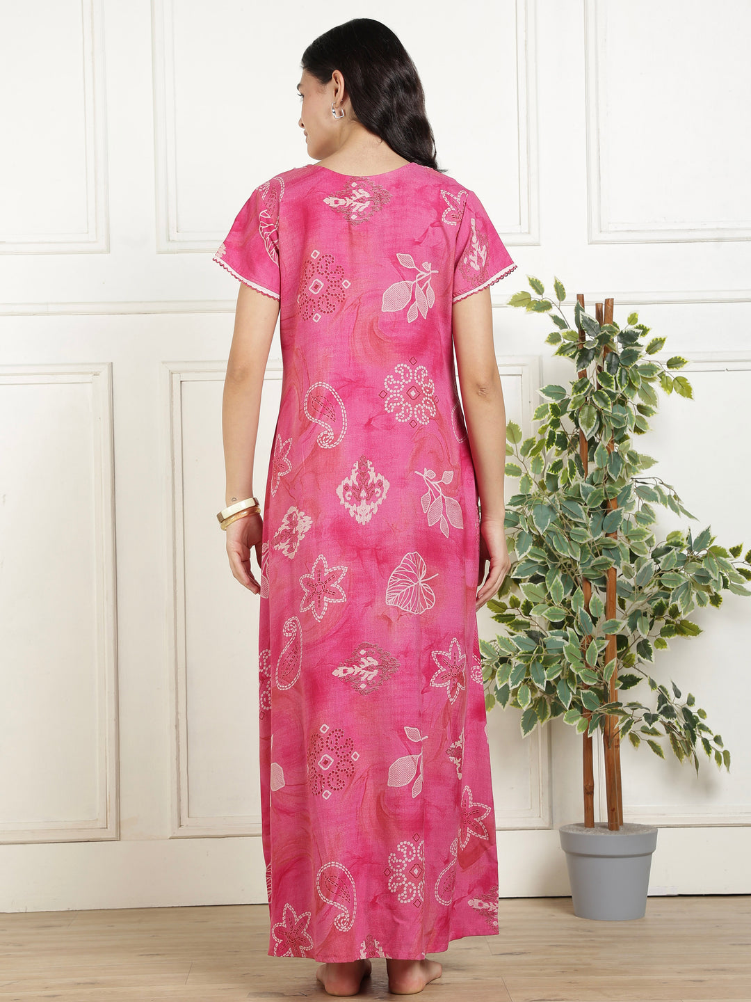 Bahaar fuchsia nursing nighty dress for women online