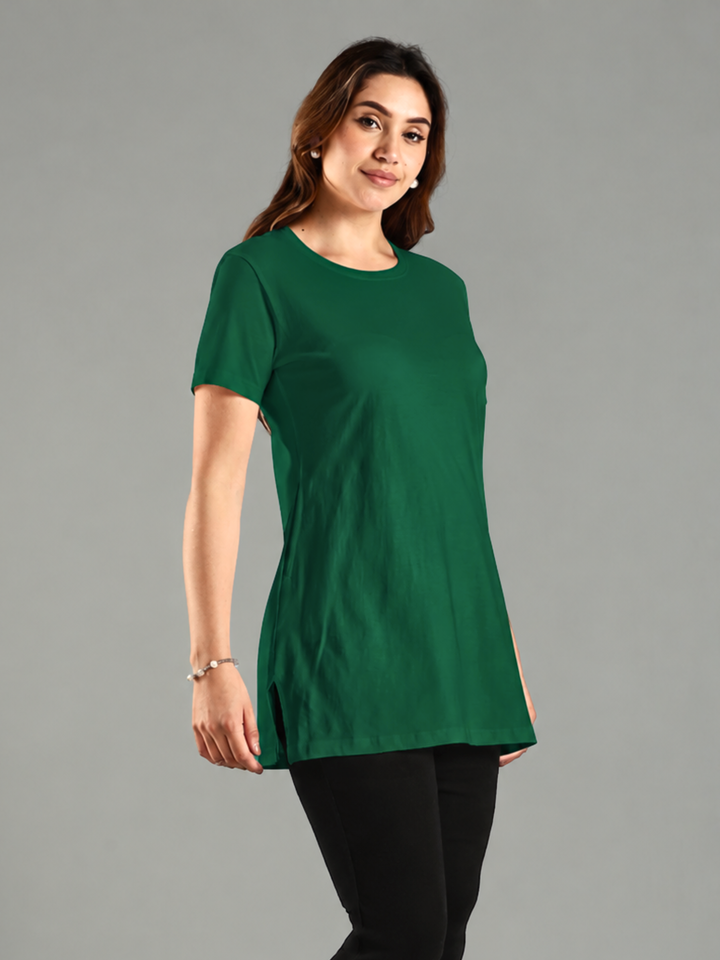 Green hosiery cotton long yoga t shirt for women online