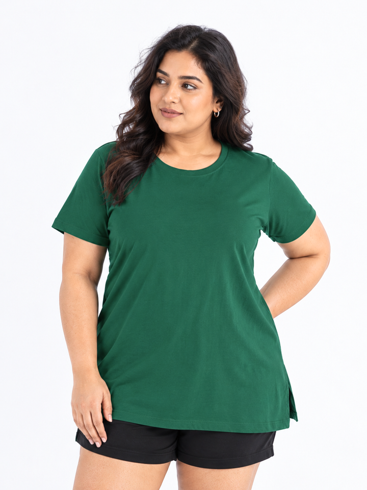 Green hosiery cotton long yoga t shirt for women online