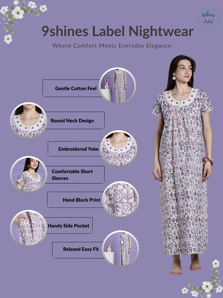 Batik print cotton nighty dress for women