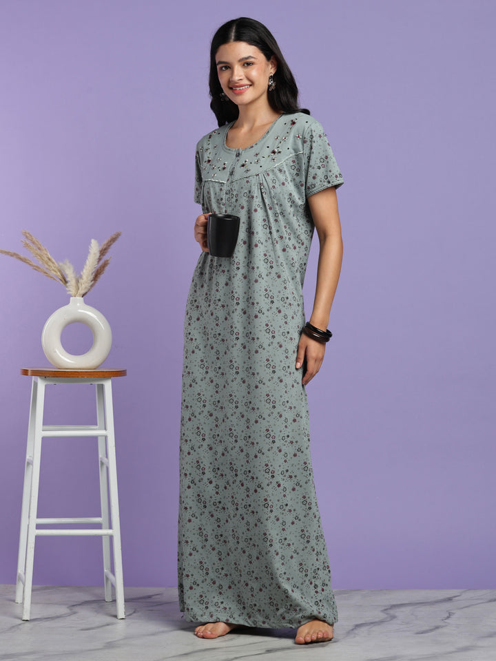 Sage vine cotton blend nightwear for women online
